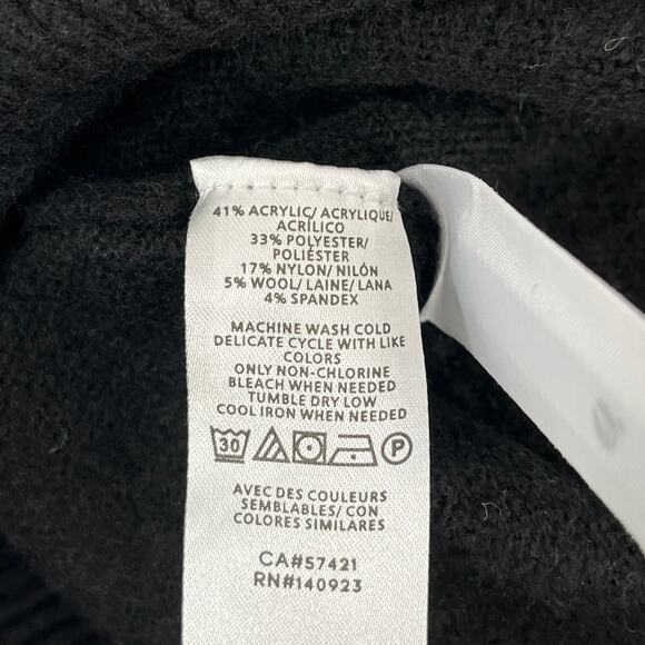 Loft Black Shimmer Silver Sequin Star V-Neck Back Long Sleeve Sweater XL - Picture 4 of 7